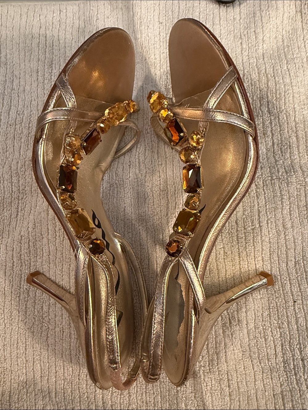 Nina Rose Gold Jeweled Slingback Sandals - Picture 10 of 12